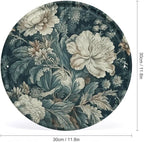 Wall Picture, with Flowers Printed Circular Iron Hanging Picture,Wall Art Decor,Home for Bedroom Living Room Bathroom Decor,Iron Painting 11.8X11.8 in