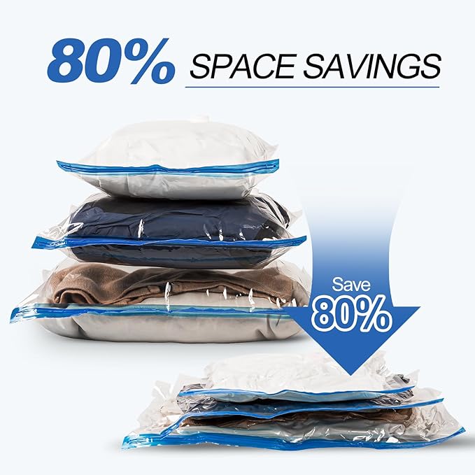 VMstr 9 Pack Travel Vacuum Storage Bags with USB Pump, Vacuum Packing Seal Bags for Luggage, Carry-on Size Space Saver for Clothes and Clothing Travel