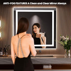 LOAAO 28"x30" LED Bathroom Mirror with Lights, Anti-Fog, Dimmable, Backlit + Front Lit, Lighted Bathroom Vanity Mirror for Wall, Memory Function