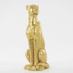 Cheetah Statue Sculptures Home Decor , 11"Gold Leopard Antique Classical Figurine Sitting Sculpture Standing,Office,living room,dining room,display rack,coffee table or entrance tabletop decoration