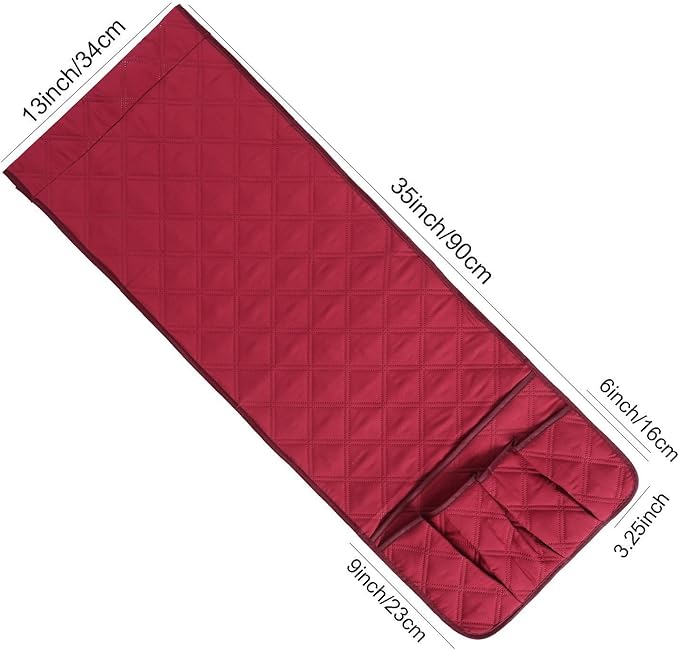 5 Pockets TV Remote Control Holder Couch Sofa Tray Armrest Organiser Oxford Chair Couch Caddy Sofa Armrest Bag Bedside Storage Hanging Organiser for Magazine Books Snack Mobile DVD Cellphone (red)