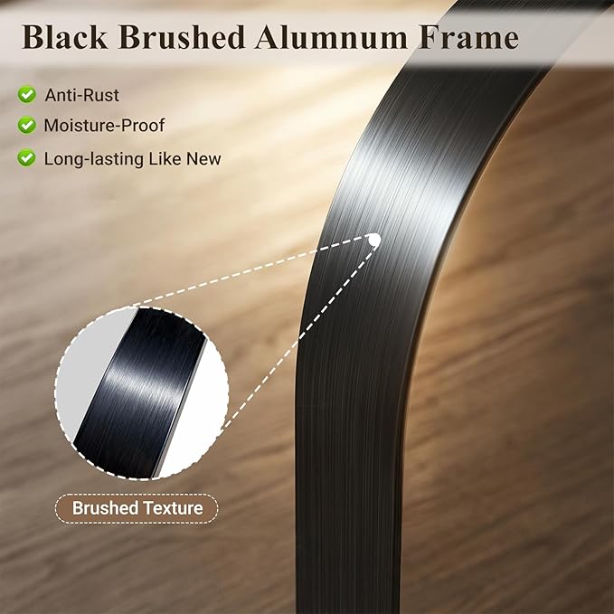 Arch Bathroom Mirror, 24"x36" Wall Mounted Vanity Mirror with Deep Frame, Tempered Glass Decor Mirror for Bathroom, Bedroom, Entryway and Living Room, Hanging or Leaning, Black