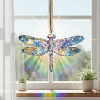 Set Two Dagonfly Ornament, Dragonfly Gift for Women, Dragonflies Decor Suncatcher Effect, Dragon Fly Stained Glass, Dragonfly Ornaments for Christmas Tree, Birthday Gift for Mom