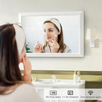 Bathroom Mirror for Over Sink,24x36Inch White Thick Anti-Rust Metal Frame, Rectangle Decorative Wall Mirror with HD Tempered Glass, Horizontal or Vertical Mount for Vanity, Bathroom,Living Room
