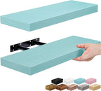 Sorbus Floating Shelves for Wall – 16 Inch Floating Shelf for Kitchen, Bedroom, Living Room, Bathroom, Home & Wall Decor - Mounted Bathroom Shelves with Invisible Brackets (Breezy Blue, 2 Pack)
