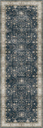Lessymo Black Washable 2x6 Runner Rugs for Hallway Kitchen Bedroom Beside Laundry Room Bathroom Rug, Non Slip Low Pile Stain Resistant Soft Faux Wool Long 24 x 72 Floor Carpet, Floral Moody Decor