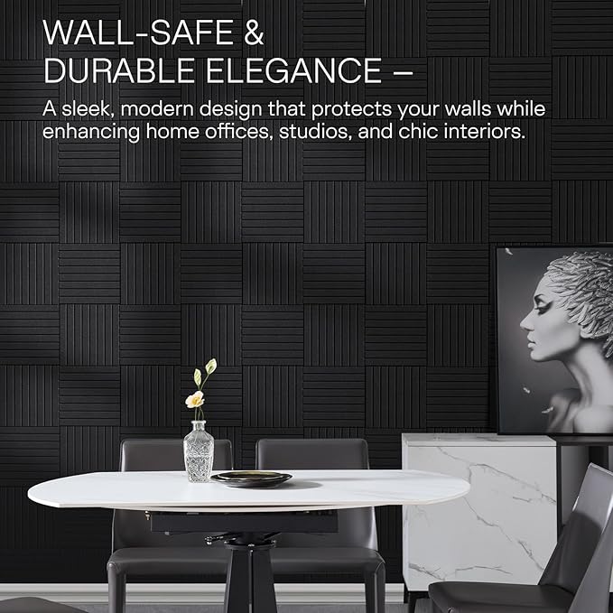 MaxGear Large Cork Boards for Walls 48" x 36", Black Felt Bulletin Board Tiles for Office Decor, 12 Pack Felt Wall Tiles with Slat Paneling, Push Pin Board Home Wall Organizer