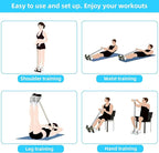Multi-Function Tension Rope – 4 Tube Resistance Bands with Handles – Sit Up Exercise Equipment Home Gym Tummy Trainer for Men Women