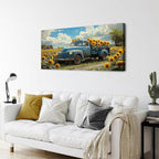 AIYISU Sunflower Wall Art Farmhouse Pictures Wall Decor Vintage Floral Prints Rustic Barn Truck Pictures Country Wildflower Canvas Painting Artwork for Bedroom Living Room Home Decoration 24x48