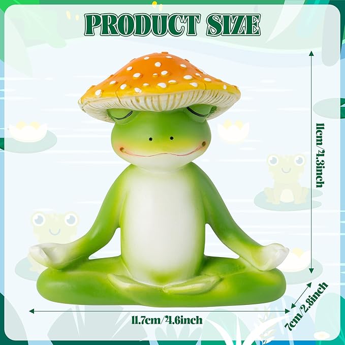 Meditation Frog Resin Statue - Yoga Meditation Frog Statue for Desk Living Room Resin Figurine for Home Patio Office Decoration Cute Plant Statues for Tabletop Garden Office Backyard Decor