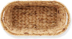 Casafield Woven Magazine Holder with Handles, Natural - Water Hyacinth Storage Basket for Bathroom, Living Room, Home Office