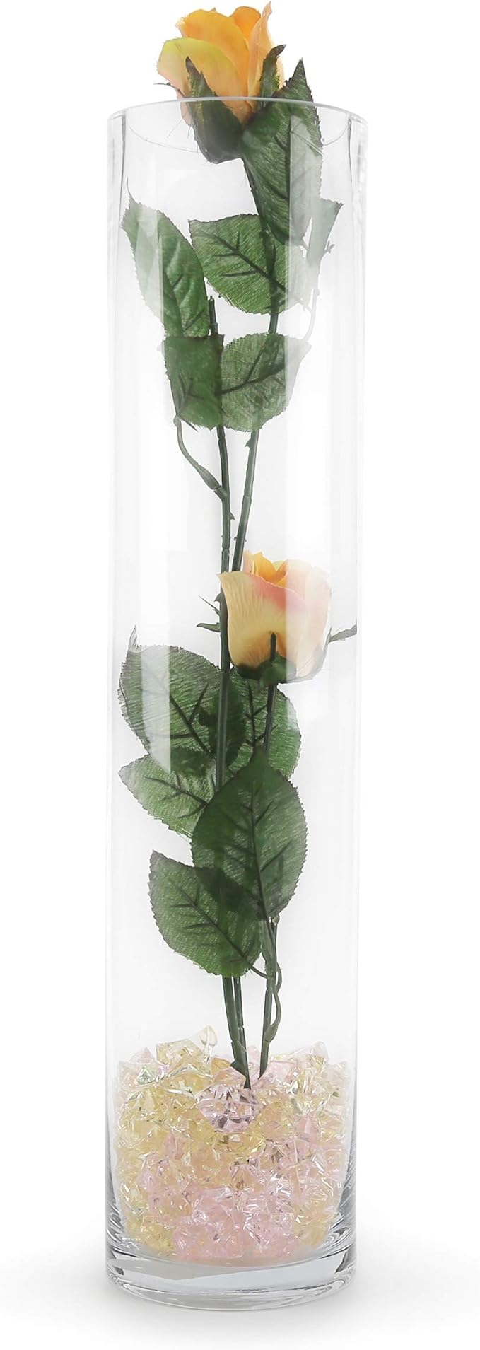 WGVI Quality Thick Weighted Tall Clear Cylinder Glass Vases, 4" W x 18" H, Flower Arrangement Floating Candle Holders Wedding Centerpieces Event Floral Container Display Decor, Bulk Wholesale, 12 Pcs