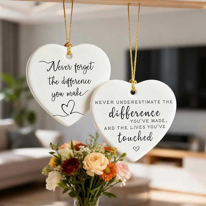 Never Underestimate the Difference You’ve Made, and the Lives You’ve Touched - Appreciation, Farewell, Going Away, Goodbye, Leaving & Retirement Gifts for Coworker, Employee | Heart Christmas Ornament