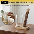 Incense Holder, 2 in 1 Wooden Incense Holder for Sticks with 20 Incense Sticks, Anti-ash Incense Burner with Glass Ash Catcher, Wood Incense Holder 20 Stick (2 in 1 Square)