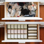 Drawer Organizer for Clothes Set, 4 Pack Foldable Dresser Closet Dividers (6/8/7/24-Cell), Non-Woven Underwear & Sock Drawer Organizer, Bra/Tie/Belt Storage Bins (Beige)