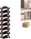 2/3/4/5/6/7/8/9 Tier Bamboo Shoe Rack - Foldable,No Installation Needed,Space-Saving Multi-Tier Storage for Indoor & Balcony Use (Brown,8 Layers)
