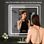 LOAAO 40"X40" LED Mirror for Bathroom, Lighted Bathroom Mirror with Lights, Anti-Fog, Dimmable, Memory Function, Clear Reflection