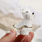 Hand Painted Trinket Box for Home Decor Accents, Enamel Hinged Jewelry Box for Bookshelf Office Table Desk Decoration, Classical Figurine Collectible Keepsake Animal Sculptures (Scottish Terrier)