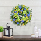 Spring Wreaths for Front Door 24 Inch Summer Wreath with Lifelike Blue Hydrangea Gerbera and Daisy, Wreath Decor for Indoor or Outdoor Spring and Summer Wreaths for Front Door Outside