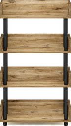 Furinno TURN-N-TUBE 4-Tier Display Shelf, Storage Shelves, Book Shelf, Open Shelves with Rounded Corner Top Edges, for Organization and Storage, Living Room, Home Office, Flagstaff Oak