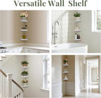 BXF Floating Plant Shelves for Wall Set of 3, Heavy Duty Matte White Corner Wall Planters for Indoor Plants, Minimalist Round Corner Shelf with Safety Guardrail, Rust-Proof Hanging Plant Holder