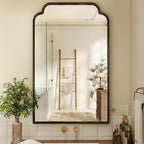 30X48 Inch Black Bathroom Mirror for Wall, Modern Rounded Corner Rectangle Mirror with Non-Rusting Iron Metal Framed Bathroom Vanity Mirror for Over Sink Wall Decor