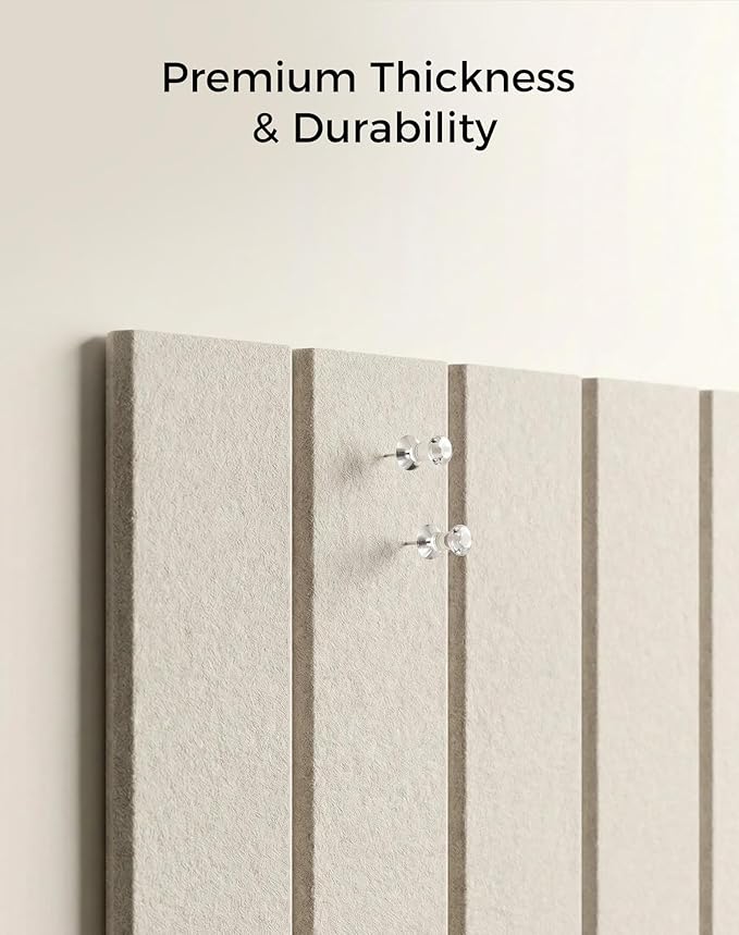 Aothia Felt Bulletin Board Tiles Large 48" x 36" Cork Board Alternative - 12-Pack with 70 Adhesive Tabs, Thick Slat Wall Panels for Office Decor, Push Pin Board Wall Organizer Alternative - Oatmeal