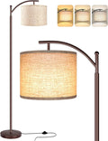 Floor Lamp for Living Room, LED Standing Lamp Tall Industrial Floor Lamp Reading for Bedroom, Office (9W LED Bulb, Beige Lampshade Included) -Oil-Rubbed Bronze