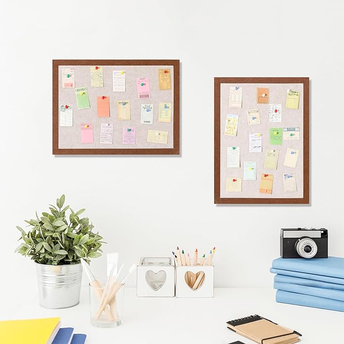 Felt Bulletin Board, 15.7''X 11.8'' corkboard Pin Board for Bedrooms Offices Home Wall Decoration, Self Adhesive Cork Board with 35 Push Pins for Paste Notes, Photos, Schedules (2 Pack)
