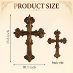 NIKKY HOME Vintage Wall Cross, Polyresin Cross Wall Decor, Decorative Wall Cross for Christian Home Decor Religious First Communion Church Decoration Spiritual Religious Gifts