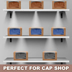 50 Pcs 50 Pack Hat Boxes with Clear Window, Foldable Black Gift Boxes for Baseball Caps, Storage, Display and Shipping (Brown)