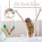 7 Chakra Crystal Tree of Life - Dreamsum Moon Dream Catchers with Chakra Agate Stone, Crystal Tree Life Wind Chimes Wall Hangings Decor for Bedroom Wedding Party Festival Blessing Gift
