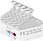 HOUSE DAY 11 Inch Velvet Baby Hangers 50 Pack Grey, Premium Kids Hangers for Children, Infant & Toddler Clothes, Durable Non Slip Small Baby Felt Hanger for Closet, Ideal for Everyday Use