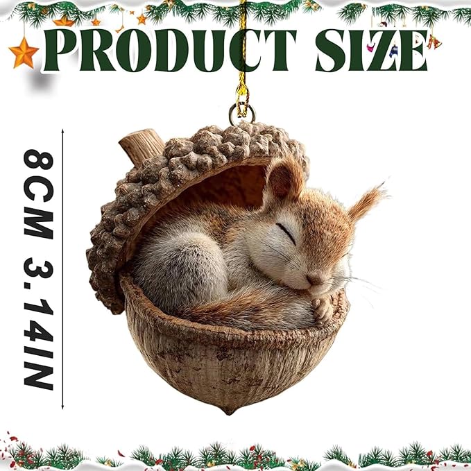 5Pcs Forest Animal Acorn Ornaments, Cozy Forest Christmas Ornaments, 2026 New Pine Cone Animal Decoration, 2DAcrylic Hanging Ornament, Woodland Creature Hanging Ornament for Home Decor