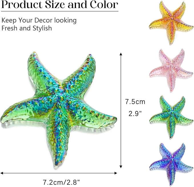 H&D HYALINE & DORA Glass Starfish Green Handmade Glass Sea Animal Figurine Mini Starfish Collectible Ornament for Beach Decor