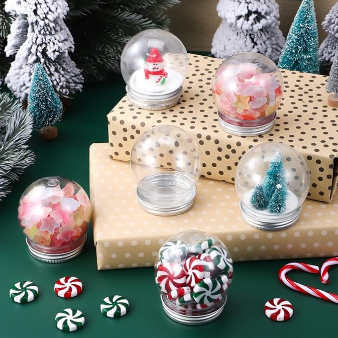 Garneck 10pcs Plastic Water Globes DIY Snow Globe with Screw Off Caps Crafts Candy Storage Boxes and Decorative Display Lightweight and Reusable