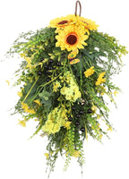 Artificial Flower Teardrop Swag Wreath Handmade with Sunflower Hyacinth Garland Simulation Flowers Hanging Plant Decorative Welcome Sign Suitable for