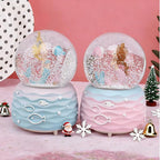 Snow Globes,Mermaid Snowglobes with Musical,LED Lights, Musical Snow Globe Music Box Color Lights