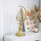HLQMFHT 5.6" W x 16.3" H Metal Geometric Abstract Sculpture on Cast Iron Base,Metal Geometric Sculpture Decor Sphere, Tabletop,Living Room,Study,Bedroom,Home Decor