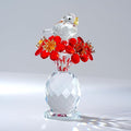 Crystal Bird & Forget-Me-Not Flower Figurine,3x4 inch Glass Flower Collectible Ornaments for Home Decor Table Centerpiece Glass Bouquet Flowers Keepsake Gifts for Women （Red）