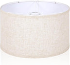 OUTON Beige Drum Lamp Shades for Floor Lamps, 13" Top x 13" Bottom x 10" High, Easy to Assemble, Replacement Linen Lampshades for Table Lamps & Bedside Lamps (1.65" Spider)
