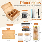 Large Bamboo Storage Box with Removable Tray Kit - Decorative Box Set, Glass Jars, and Accessories Wooden Storage Kit and Accessories Tool.Birthday Gifts