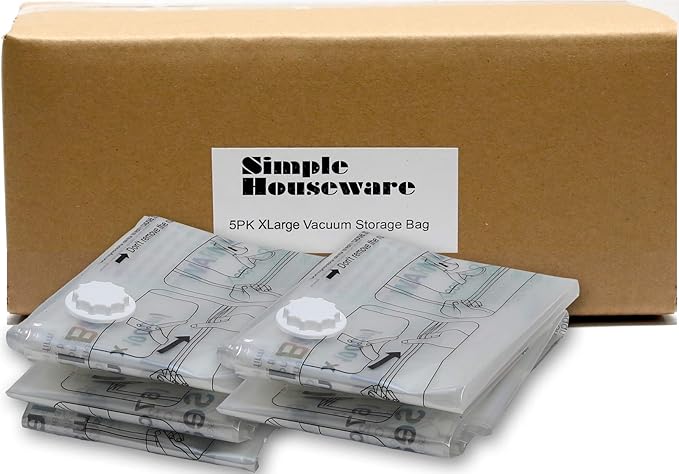 Simple Houseware 5 Pack - Extra Large Vacuum Storage Bags to Space Saver for Bedding, Pillows, Towel, Blanket, Clothes (26.5" x 39.5")