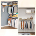 Wall Mounted Clothes Rack - Solid Wood Closet Storage System with Removable Shelves & Hanging Rods, 47.2in Space Saving Organizer for Bedroom, Walk-in Closet (1 Pack)