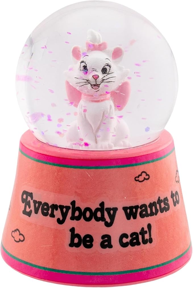 Disney Aristocats Marie Everybody Wants to Be A Cat Mini Light-Up Snow Globe with Swirling Glitter | 3 Inches Tall