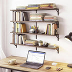 YGEOMER Floating Shelves for Wall, 35in Brown Wall Shelves for Living Room, Bathroom, Bedroom, Kitchen, Home Decor (Set of 4)