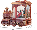 Wondise Lighted Christmas Snow Globes Musical Lantern with Timer, Battery Operated Spinning Water and Swirling Glitter Globes, Train Shape Holiday Christmas Thanksgiving Decoration