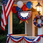 4th of July Wreath Patriotic Decorations Patriotic Wreaths for Front Door Hanging Sign Wooden 4th of July Decorations for Front Door Decorations Memorial Day Fourth of July Porch Wall Home Decor