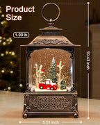 Christmas Snow Globes Light up Snowglobes Christmas Lantern with 8 Songs, 10.43" Christmas Snow Globes for kids adults, 6H Timer & Dual Power, Lighted Christmas Decorations Indoor, Gifts for Women Men