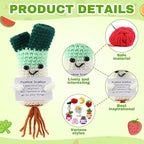 VioraWhite 18 Pcs Mixed Positive Animal Emotional Dolls Bulk Encouragement Emotional Knitted Crochet Gifts with Positive Words for Friends Coworker Decorations for Home Office